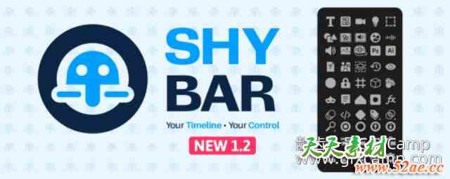 AE图层选择独显隐藏脚本 Aescripts Shy Bar V1.2.0.2 + 使用教程-天天素材网