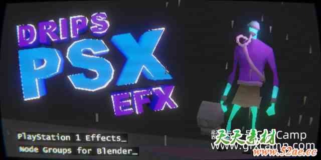 Blender像素风模拟插件 Drips Psx Efx – Playstation 1 Effects V1.4-天天素材网