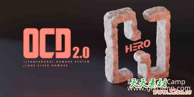 Blender一键生成陈旧破损效果插件 OCD V2.5.0+V1.8.2 One Click Damage-天天素材网