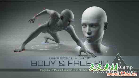 Blender角色身体面部绑定插件 Universal Human Body & Face Rig v3.1.0-天天素材网