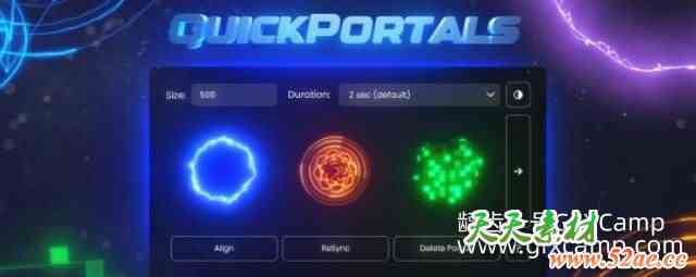 AE能量传送门特效视频转场脚本 Aescripts QuickPortals V1.0.0 + 使用教程-天天素材网