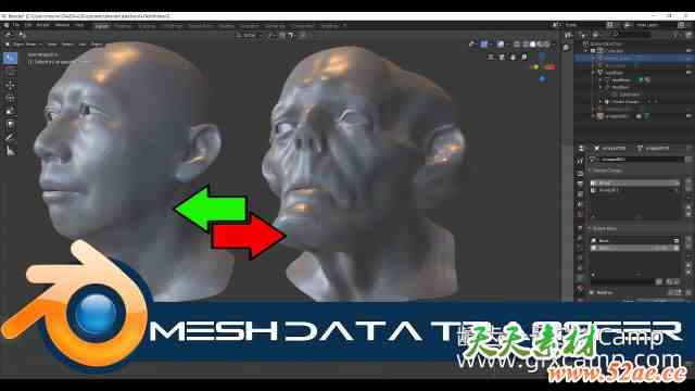 Blender模型网格数据转移传送插件 Mesh Data Transfer V2.0.8-天天素材网