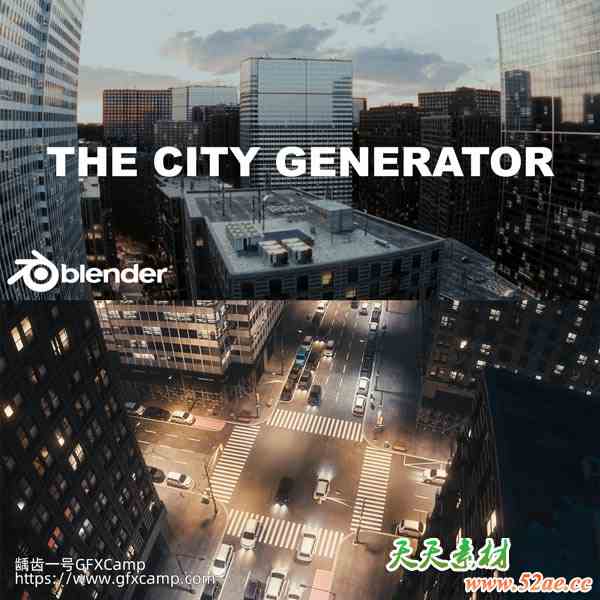 Blender城市楼房建筑街道场景生成器插件 The City Generator V2.4 + 中文字幕教程-天天素材网